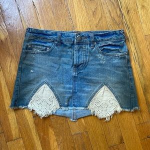 Free People Vintage Mini Western Denim Skirt